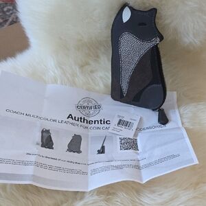 Adorable NWT Coach Fox Leather Coin Case 🩶🦊🖤🎁